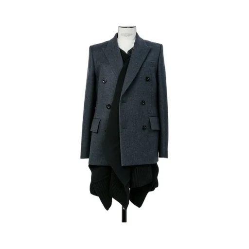 Notched Lapel Double-Breasted Blazer