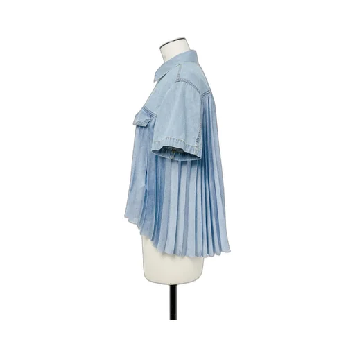 Pleated Denim Shirt