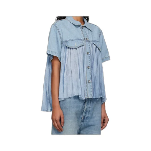 Pleated Denim Shirt