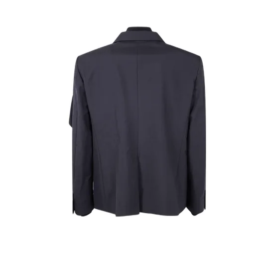 Zip-Detail Two-Button Jacket