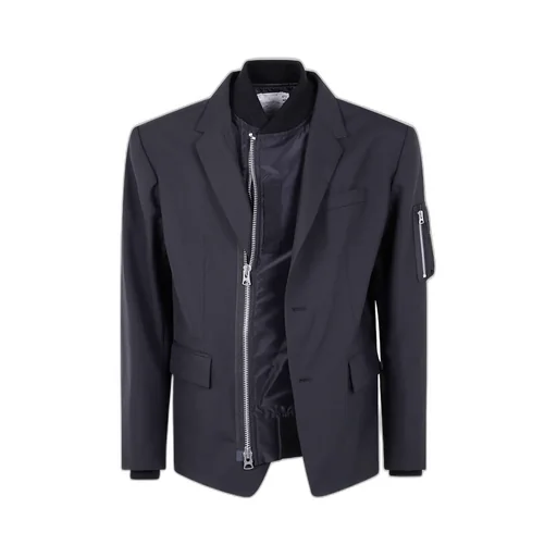 Zip-Detail Two-Button Jacket