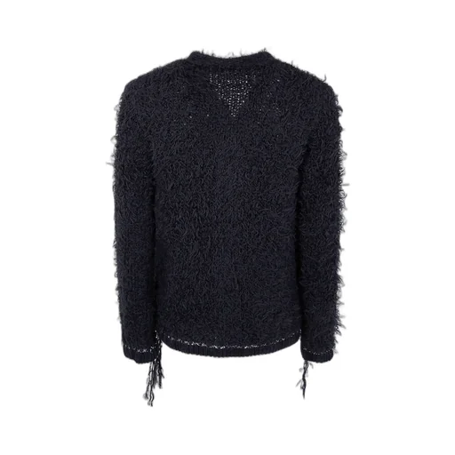 Frayed-Hem Button Cardigan