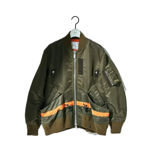 Stripe-Detail Zip-Up Bomber Jacket