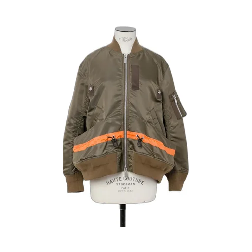 Stripe-Detail Zip-Up Bomber Jacket