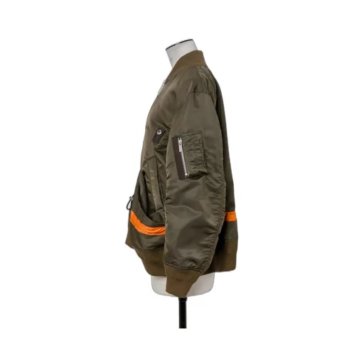 Stripe-Detail Zip-Up Bomber Jacket