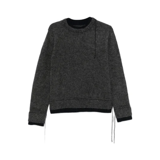 Double-Layered Frayed-Edge Sweater