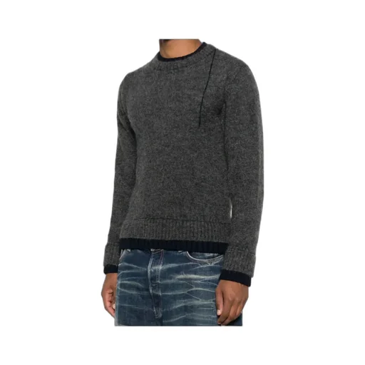 Double-Layered Frayed-Edge Sweater