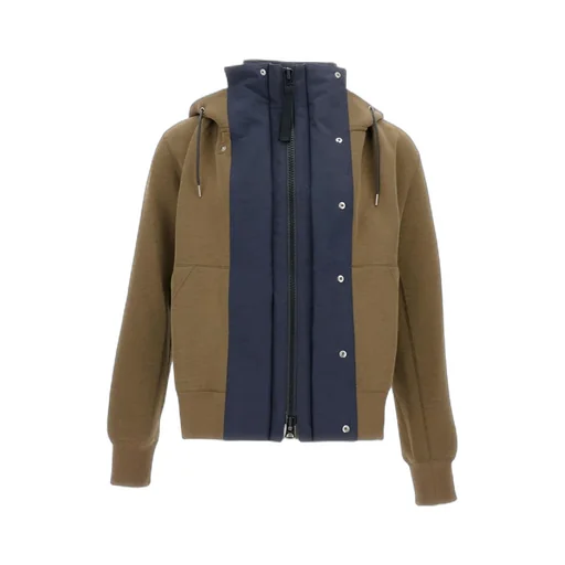 Hooded Panelled Cotton Sweater