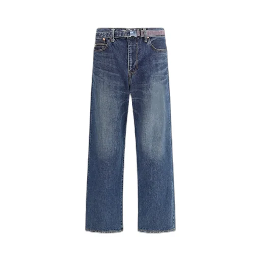Belted Zip-Pocket Jeans