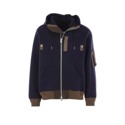 Colour-Block Zip-Up Hooded Jacket
