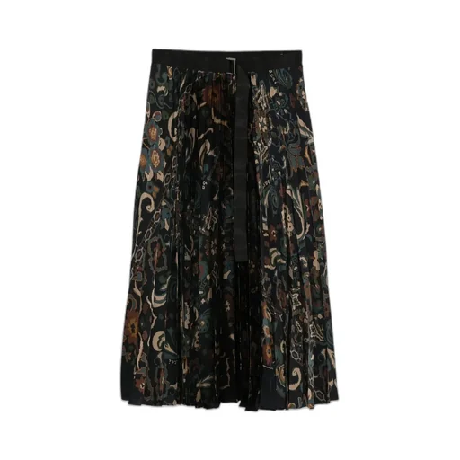 Paisley Print Pleated Skirt