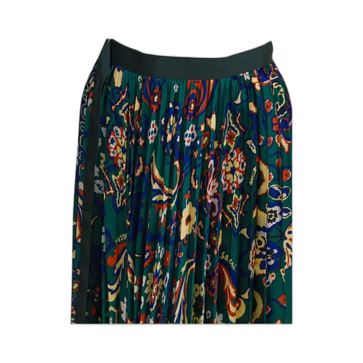 Pleated Floral Print Skirt