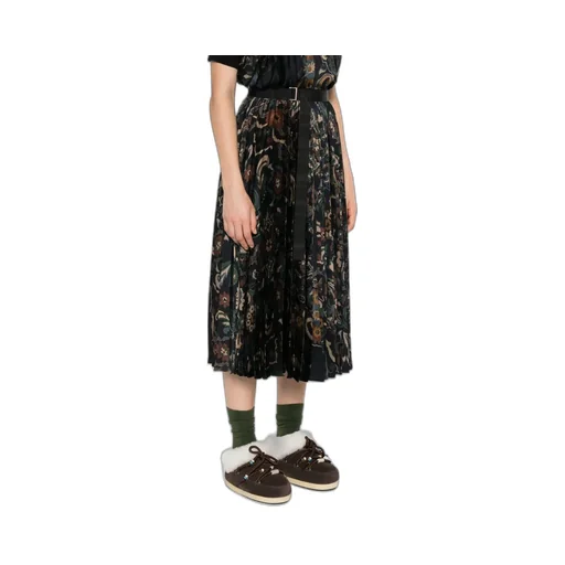 Paisley Print Pleated Skirt