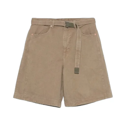 Belted Denim Bermuda Shorts