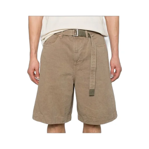 Belted Denim Bermuda Shorts