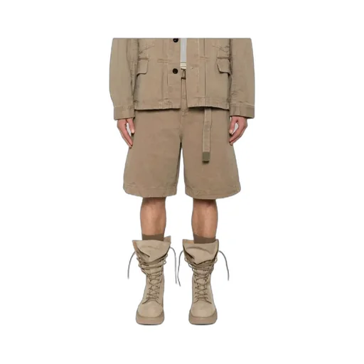 Belted Denim Bermuda Shorts