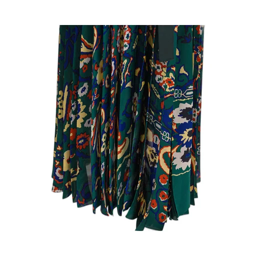 Pleated Floral Print Skirt