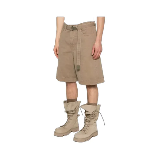 Belted Denim Bermuda Shorts