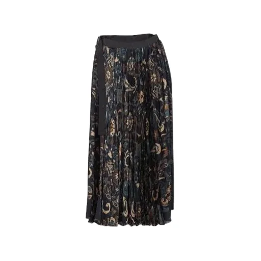 Pleated Paisley Print Skirt