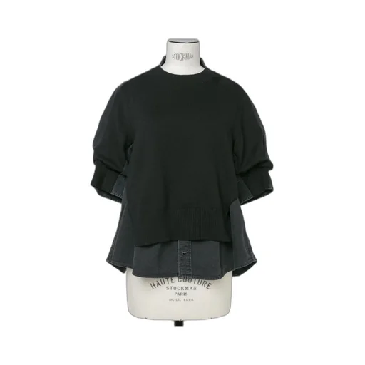 Knitted-Panel Blouse