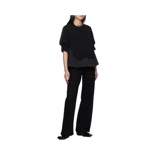 Knitted-Panel Blouse