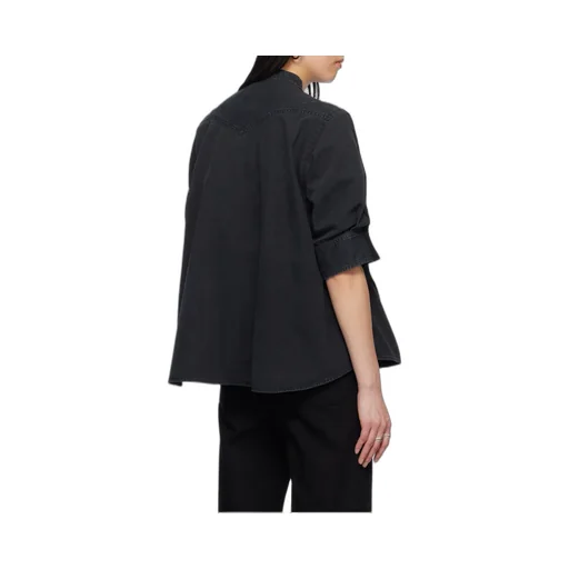 Knitted-Panel Blouse