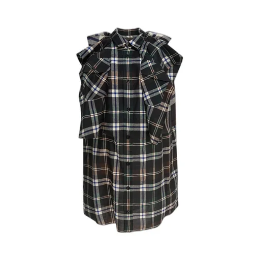 Classic Collar Checked Mini Dress