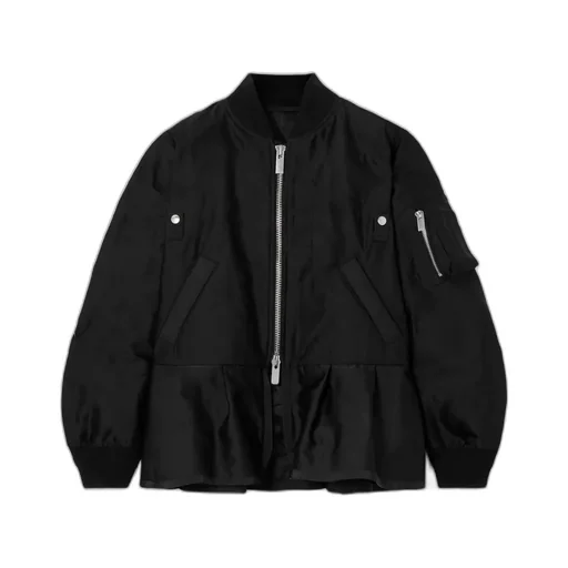 Zipped Twill Bomber Jacket