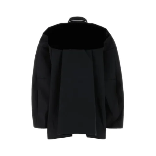 Pocket-Detailed Velvet Panel Jacket