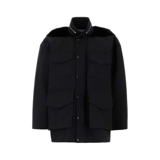 Pocket-Detailed Velvet Panel Jacket