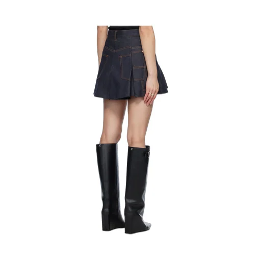 Pleated Denim Shorts