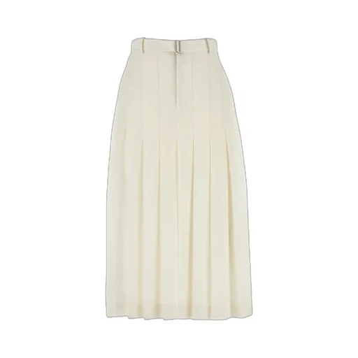Belted Pleated Midi Skirt