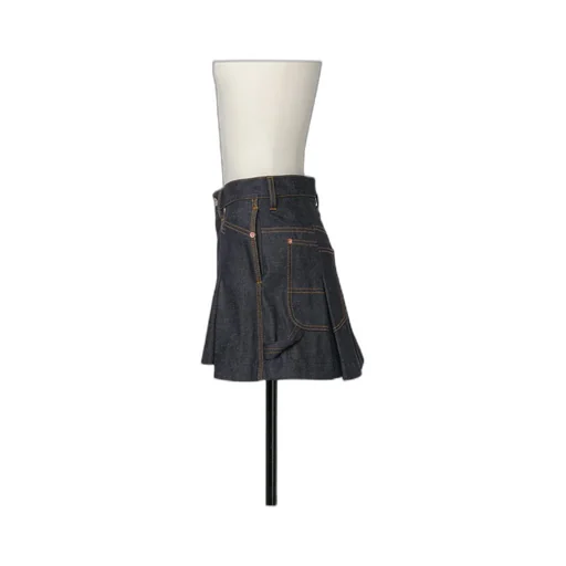 Pleated Denim Shorts