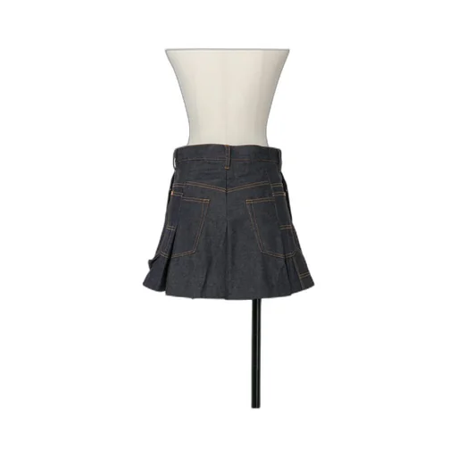 Pleated Denim Shorts