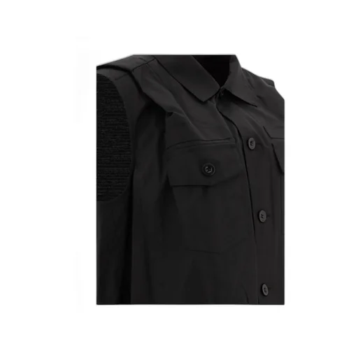 Box-Pleat Detailed Sleeveless Shirt Dress