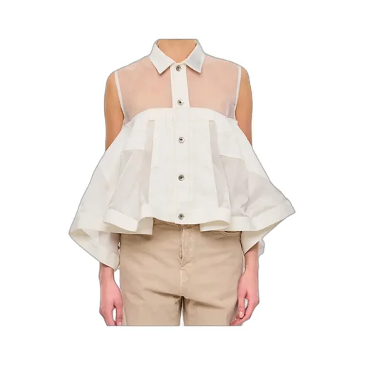 Sheer Panel Peplum Shirt