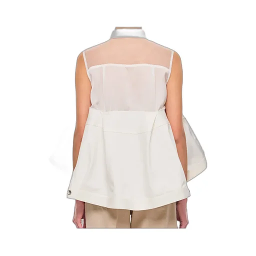 Sheer Panel Peplum Shirt