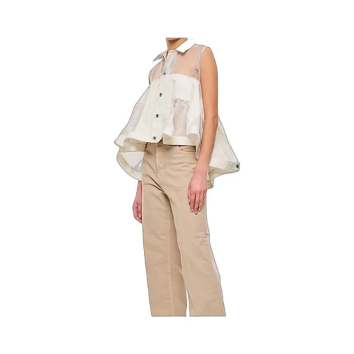Sheer Panel Peplum Shirt