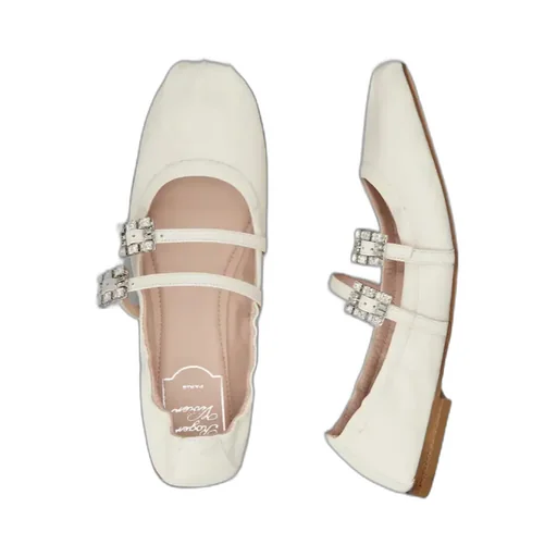 Strap Buckle Embellished Ballet Flats