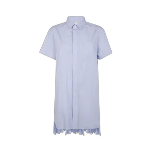 Striped Pleated Midi Chemisier Dress