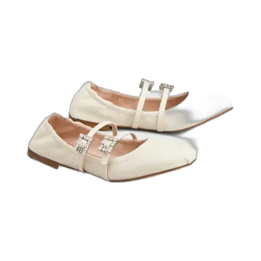 Strap Buckle Embellished Ballet Flats