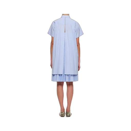 Striped Pleated Midi Chemisier Dress