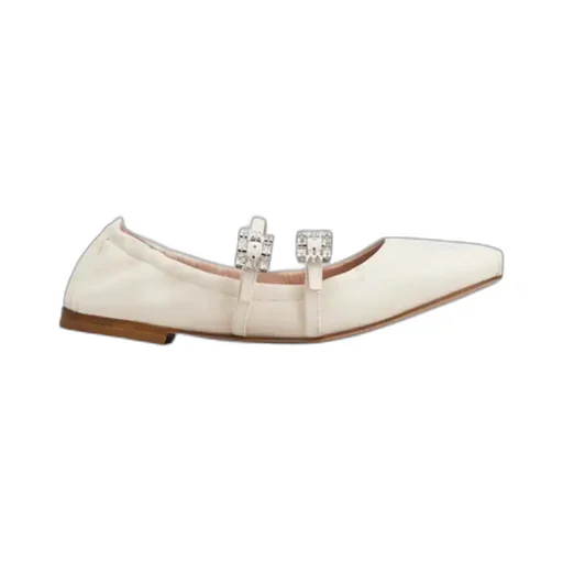 Strap Buckle Embellished Ballet Flats