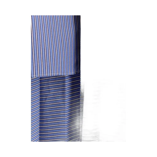 Striped Pleated Midi Chemisier Dress