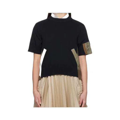 Spliced Round-Neck Sweater