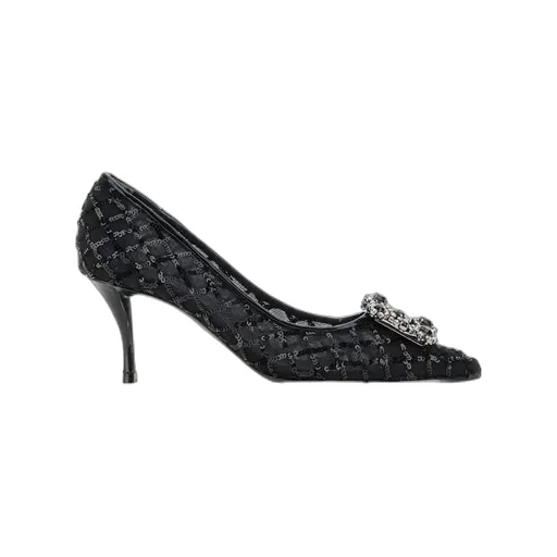 Squin Embellished Slip-On Pumps