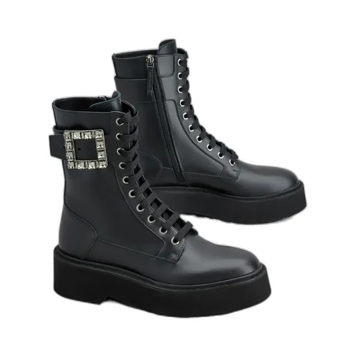 Viv' Ranger Embellished Buckle Combat Boots