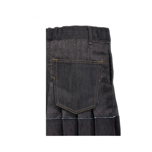 Pleated Denim Shorts