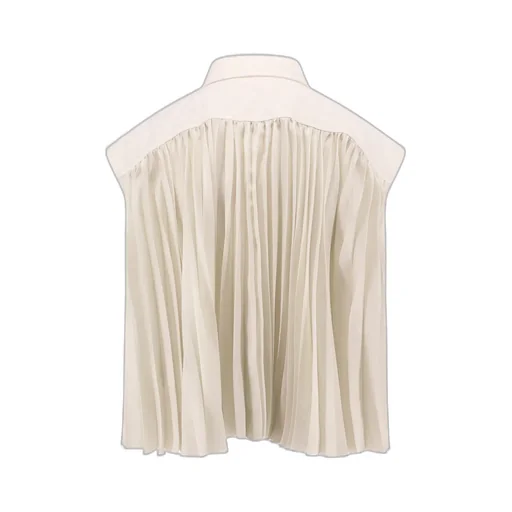 Collared Pleated Sleeveless Shirt