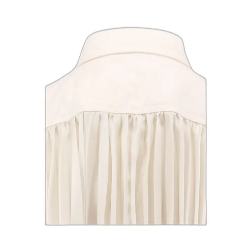 Collared Pleated Sleeveless Shirt